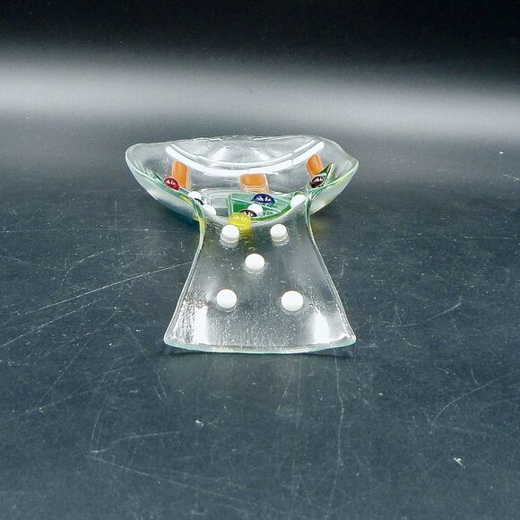 Fused Art Glass Christmas Tree Spoon Ladle Rest Holiday 9 Inches Clear - Picture 7 of 7